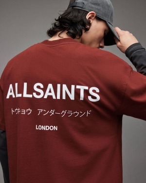 Amarone Red Allsaints Underground Crew T Shirt | MG341X-7780