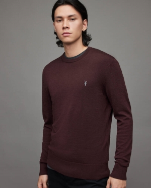 Beaujolais Red Allsaints Mode Merino Crew Jumper | MK144X-7946