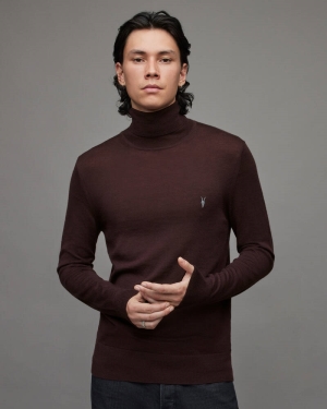 Beaujolais Red Allsaints Mode Merino Roll Neck Jumper | MK163X-7946