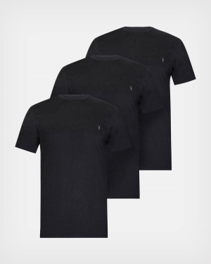 Black Allsaints Brace Brushed Cotton 3 Pack T Shirts | MD130M-5