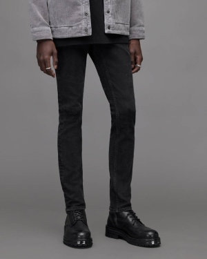 Black Allsaints Cigarette Damaged Skinny Jeans | ME066W-5