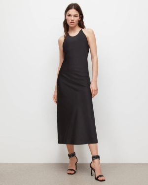 Black Allsaints Coralie Slip Dress | WD414W-5