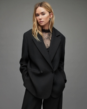 Black Allsaints Corin Oversized Blazer | WT006Y-5