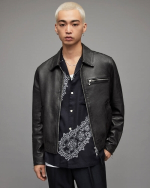 Black Allsaints Gino Leather Jacket | ML050X-5