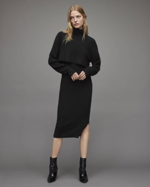 Black Allsaints Margot 2 In 1 Dress | WD063V-5