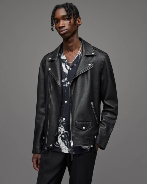 Black Allsaints Milo Leather Biker Jacket | ML025N-5