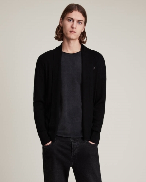 Black Allsaints Mode Merino Open Cardigan | MK002D-5