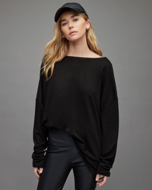 Black Allsaints Rita Oversized T Shirt | WM020N-5