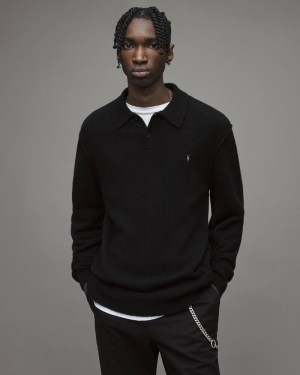 Black Allsaints Statten Polo Jumper | MK185X-5