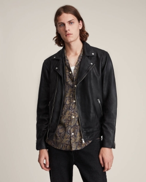 Black Allsaints Tyson Leather Biker Jacket | ML101T-5