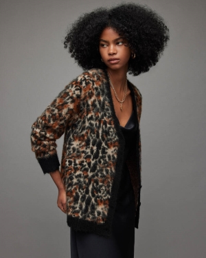 Camel Multi Allsaints Leopard Star Cardigan | WK039X-7794