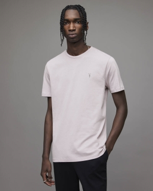 Cold Lilac Allsaints Brace Crew Brushed Cotton T Shirt | MD144X-8060