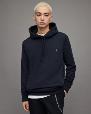 Deep Blue Allsaints Raven Pullover Hoodie | MF081X-6727