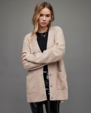 Doe Brown Marl Allsaints Kady Cashmere Cardigan | WK018V-7078