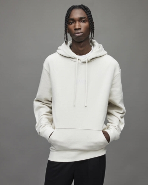 Fogged Ecru Allsaints Refract Pullover Hoodie | MG037X-7729