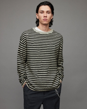 Grey Marl/Black Allsaints Park Striped Jumper | MK029X-232