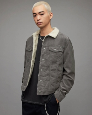 Iris Grey Allsaints Bate Corduroy Jacket | MA002X-7808