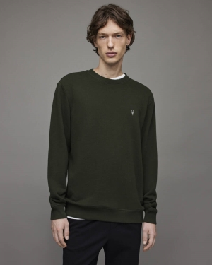 Khaki Green Allsaints Raven Crew Sweatshirt | MF026X-3836