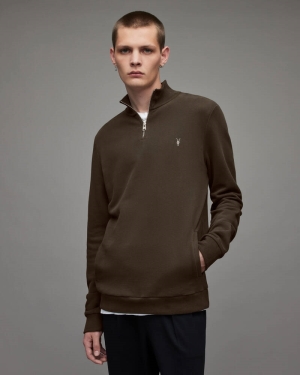 Meadow Brown Allsaints Raven Half Zip Funnel Neck Sweatshirt | MF046X-7806