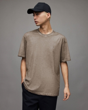 Mink Brown Allsaints Fulton Crew T Shirt | MD130X-5731