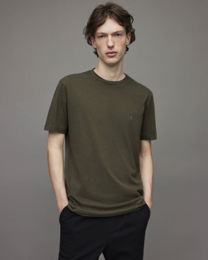 Moore Green Allsaints Brace Crew Brushed Cotton T Shirt | MD047X-7820