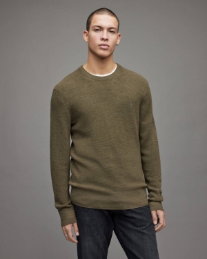 Olive Green Marl Allsaints Ivar Merino Crew Jumper | MK083X-4129