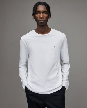 Optic White Allsaints Brace Tonic Long Sleeve Crew T Shirt | MD119E-437