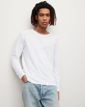 Optic White Allsaints Figure Long Sleeve Crew T Shirt | MD059T-437