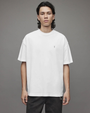 Optic White Allsaints Harding Crew T Shirt | MD168X-437