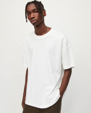 Optic White Allsaints Isac Oversized Crew T Shirt | MD106V-437