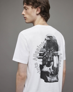 Optic White Allsaints Quill Crew T Shirt | MG264X-437