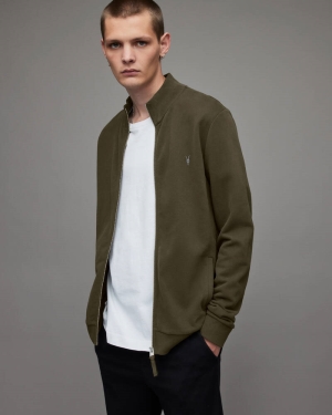 Park Green Allsaints Raven Zip Funnel Sweatshirt | MF090X-8042