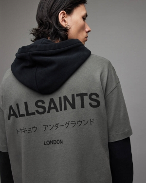 Pipe Grey Allsaints Underground Crew T Shirt | MG340X-7822