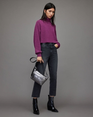 Purple Berry Allsaints Margot Ribbed Jumper | WK094X-8134