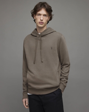 Putty Brown Allsaints Raven Pullover Hoodie | MF032X-4098