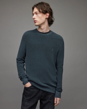 Shadow Blue Allsaints Ivar Merino Crew Jumper | MK081X-4777