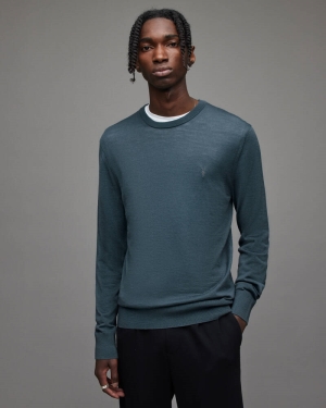 Shadow Blue Allsaints Mode Merino Crew Jumper | MK058X-4777