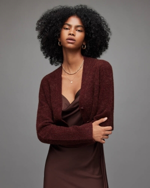 Shiraz Red Allsaints Wick Fluffy Cardigan | WK089X-7894