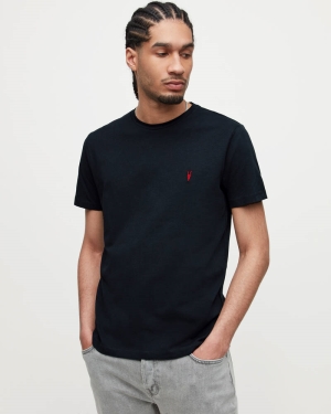 Washed Black Allsaints Brace Contrast Brushed Cotton T Shirt | MD196S-162