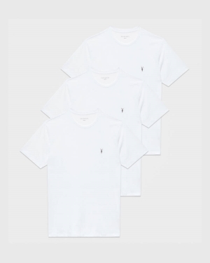 White Allsaints Brace Brushed Cotton 3 Pack T Shirts | MD130M-10