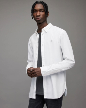 White Allsaints Hawthorne Ramskull Stretch Fit Shirt | MS257U-10