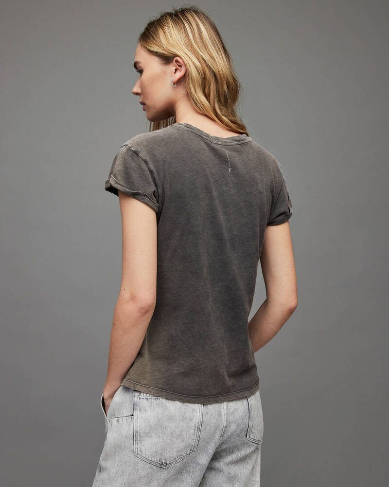 Acid Washed Black Allsaints Anna T Shirt | WM275S-1677