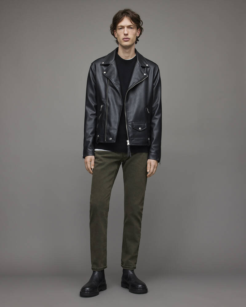 Aged Khaki Brown Allsaints Rex Overdyed Slim Jeans | ME008X-7267