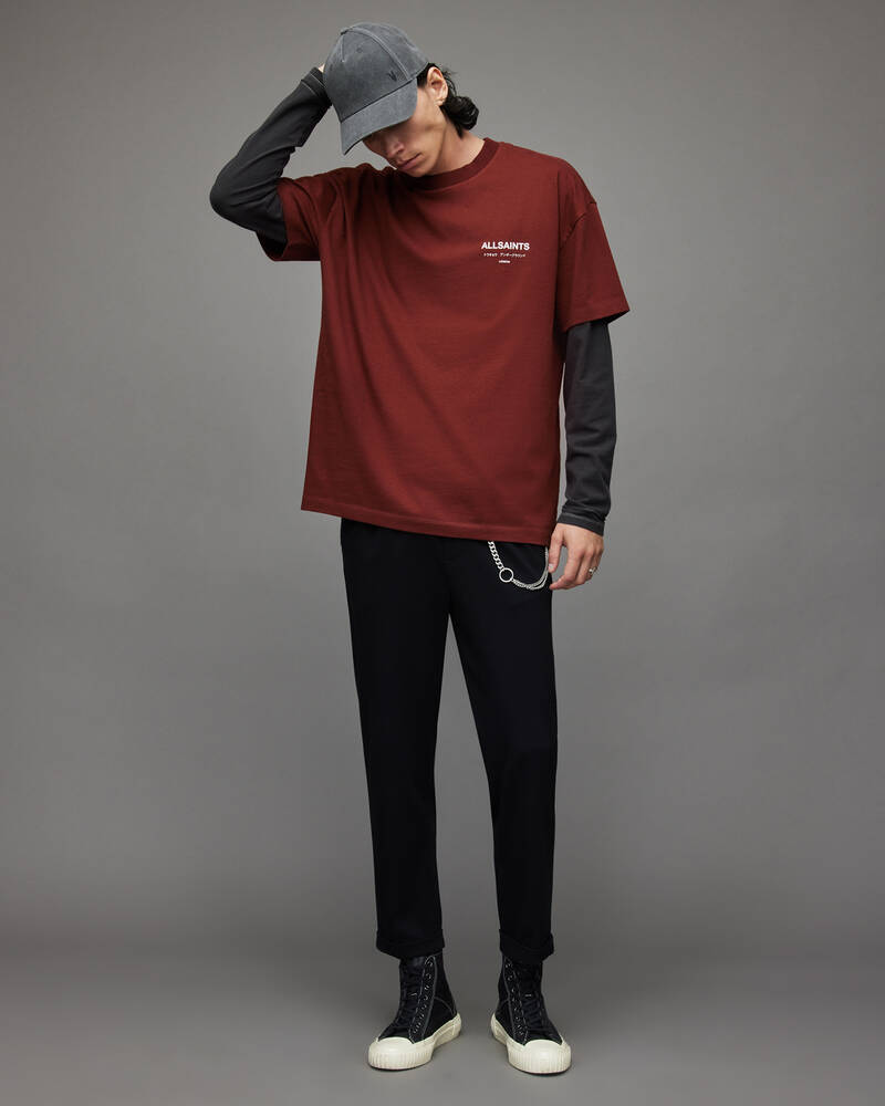 Amarone Red Allsaints Underground Crew T Shirt | MG341X-7780