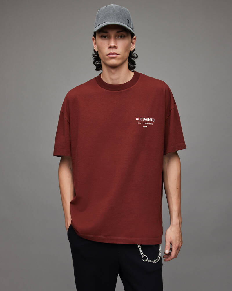 Amarone Red Allsaints Underground Crew T Shirt | MG341X-7780