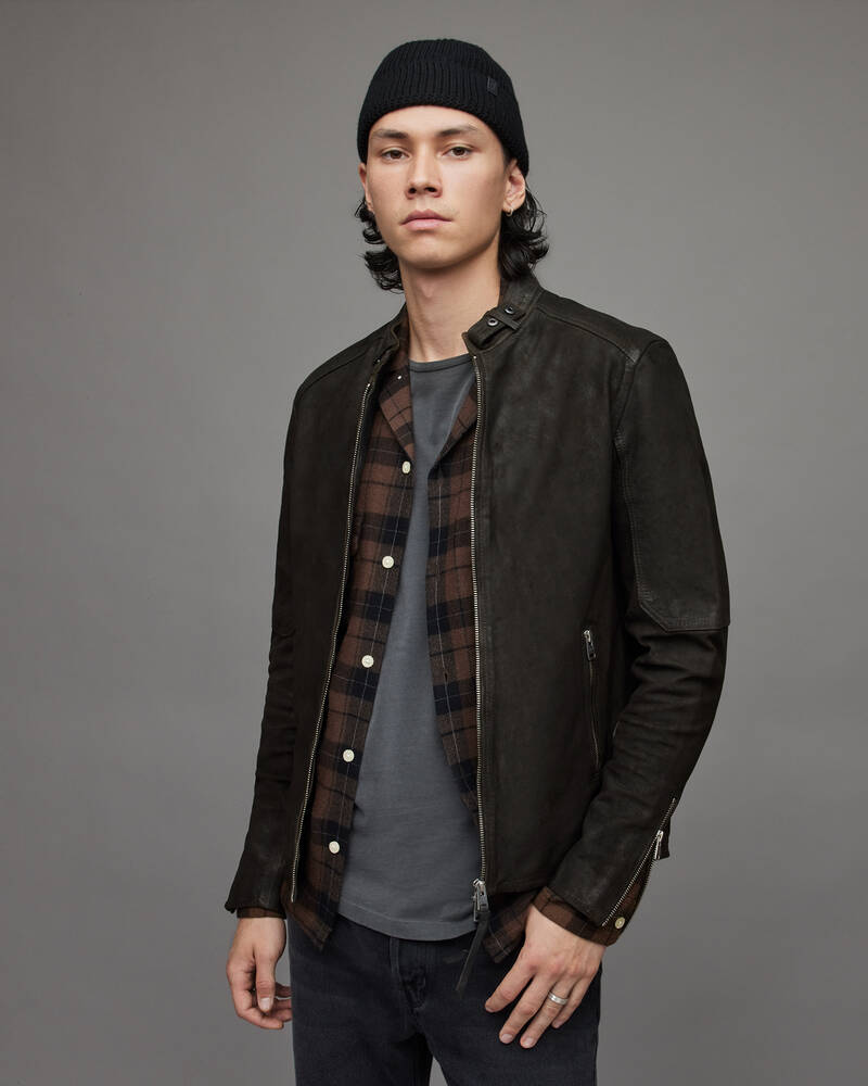 Anthracite Grey Allsaints Cora Suede Jacket | ML023X-3988