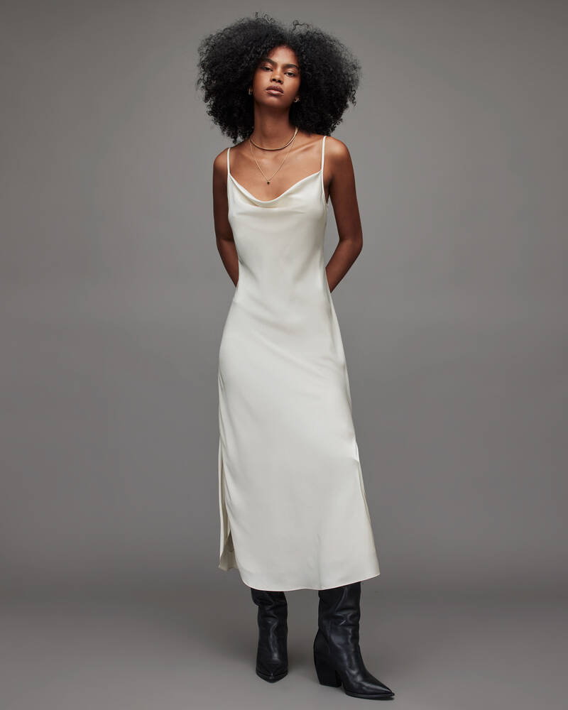 Arctic White Allsaints Hadley Midi Dress | WD055V-6975