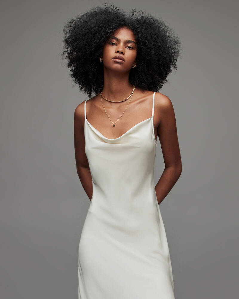 Arctic White Allsaints Hadley Midi Dress | WD055V-6975