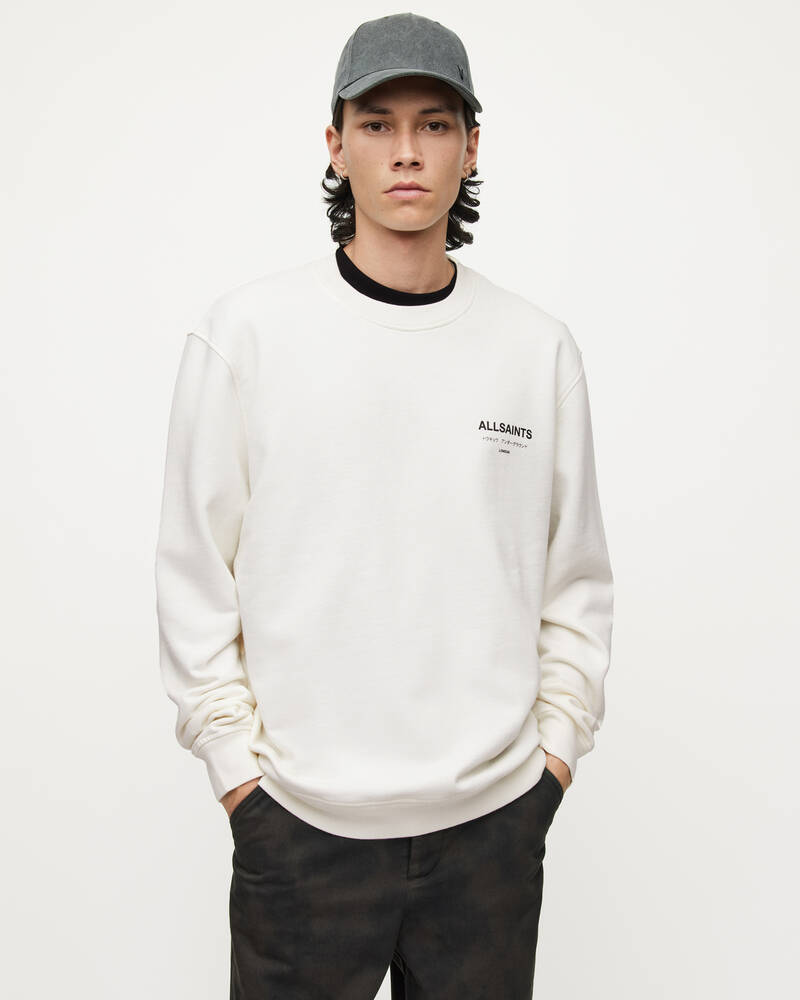 Ashen White Allsaints Underground Crew Sweatshirt | MG343X-7266