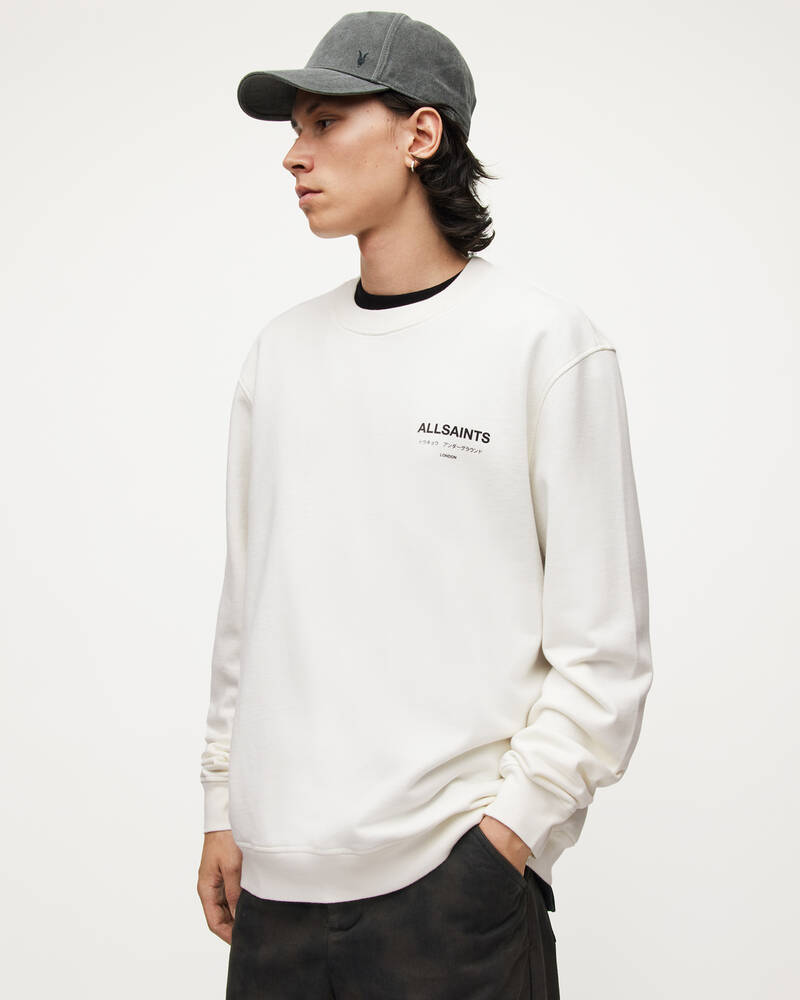 Ashen White Allsaints Underground Crew Sweatshirt | MG343X-7266